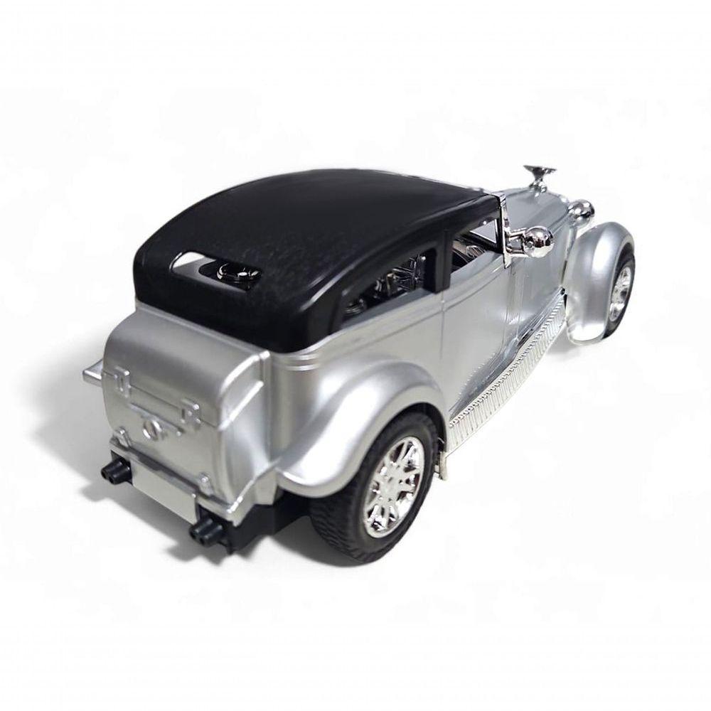 Carrinho Miniatura Antigo Clássico Fricção Colecionável 24cm Prata Jr0868 - 4