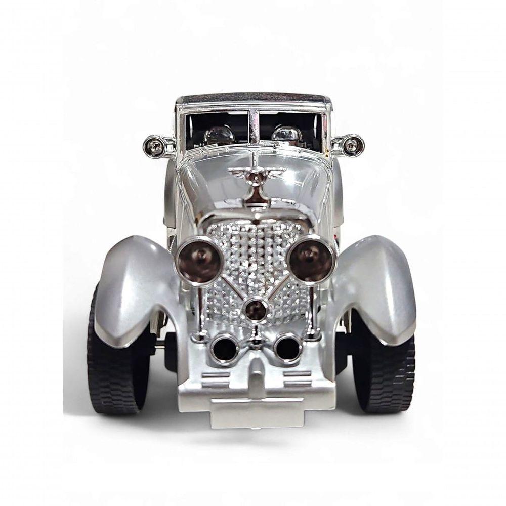 Carrinho Miniatura Antigo Clássico Fricção Colecionável 24cm Prata Jr0868 - 5