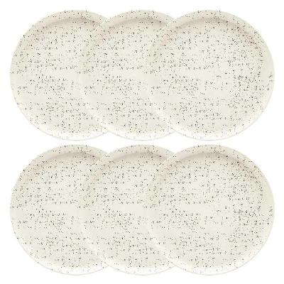 Conjunto de Pratos Rasos Flat Chuvisco 6 Peças em Cerâmica para Mesa Posta Oxford