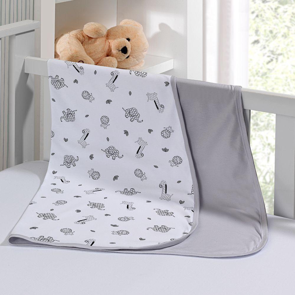Cueiro Duplo Tecebem Baby Malha 100% Algodão Estampado Leon 80cm X 90cm Cinza - 1