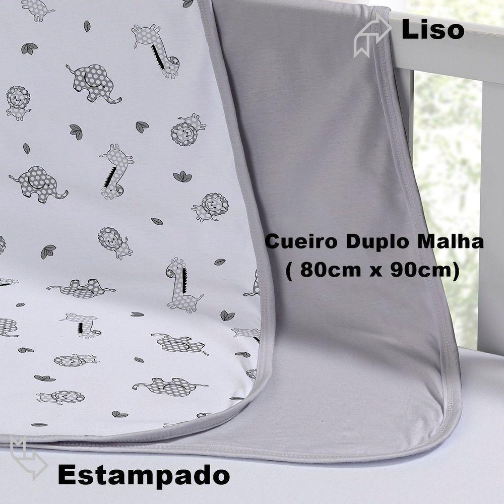 Cueiro Duplo Tecebem Baby Malha 100% Algodão Estampado Leon 80cm X 90cm Cinza - 4