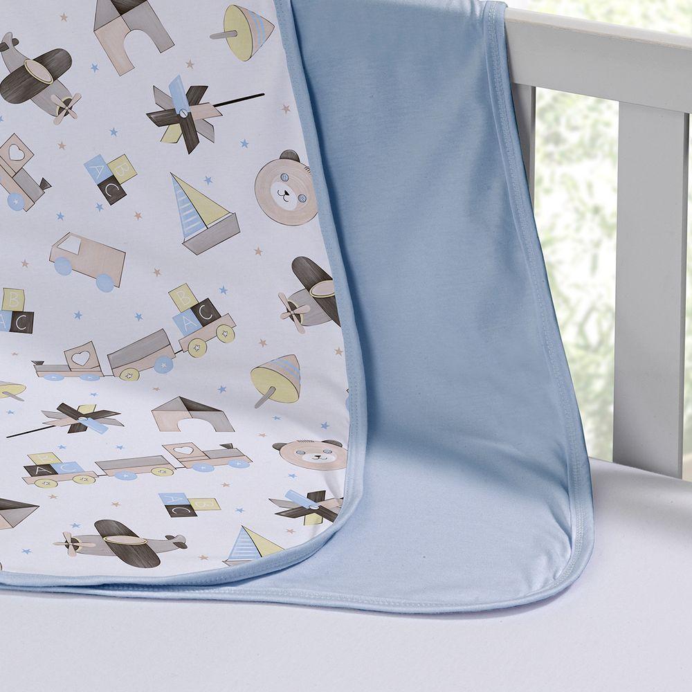 Cueiro Duplo Tecebem Baby Malha 100% Algodão Estampado Lipe 80cm X 90cm Azul - 2