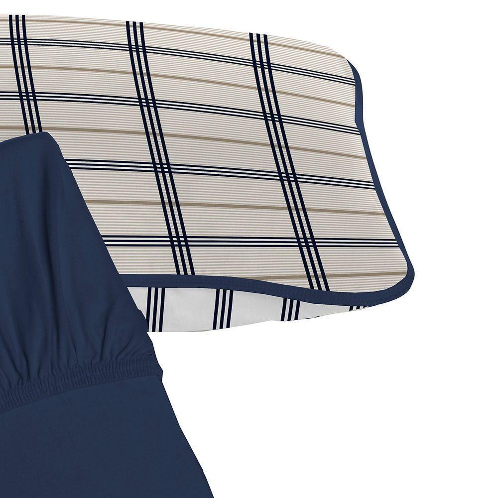 Jogo De Cama Tecebem Solteiro King Malha 100% Algodão Otto 2 Peças Premium Marinho - 3