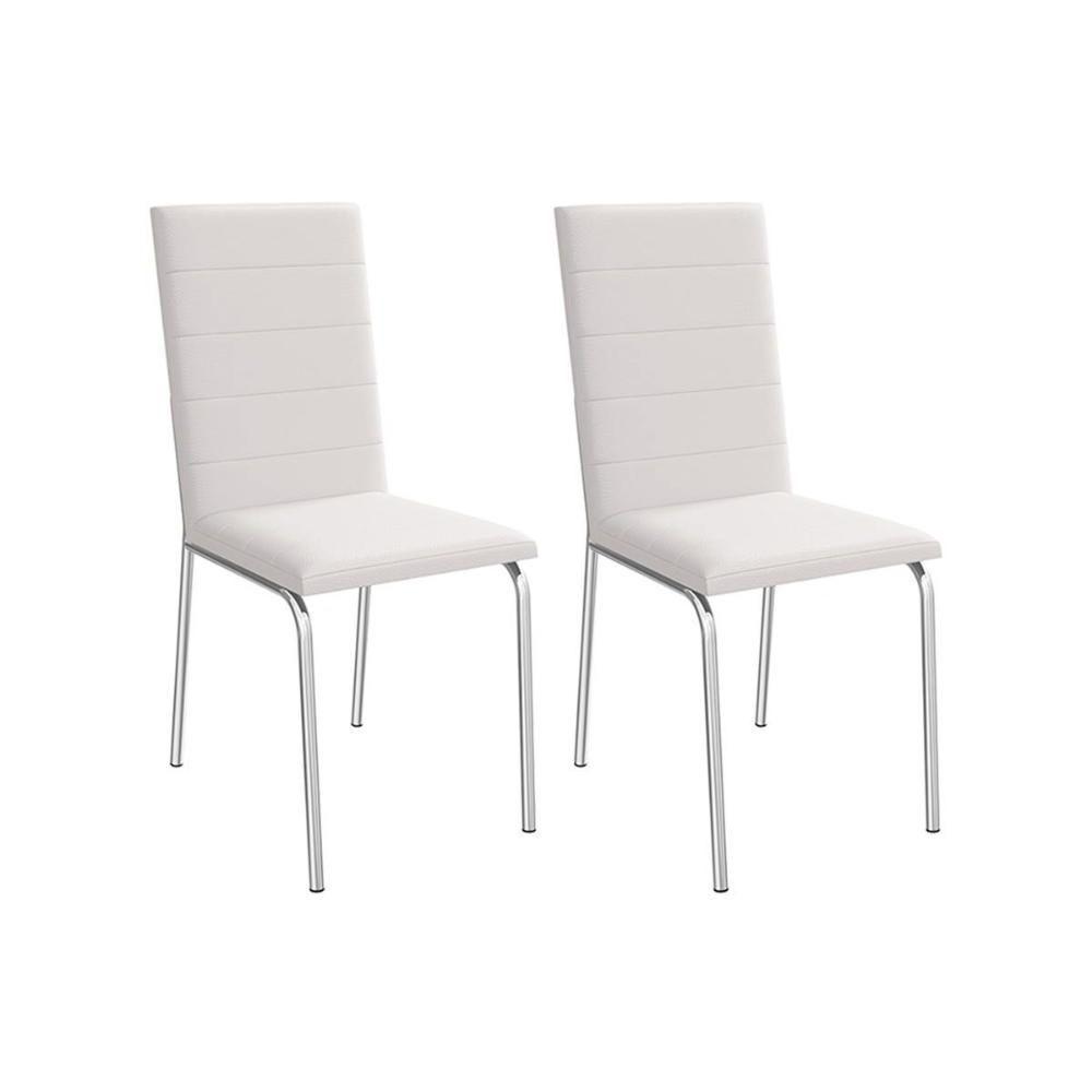 Cadeira Sala de Jantar Amsterdã 2C091 Kit 2 Un Cromado/Courano Branco - Kappesberg - 4