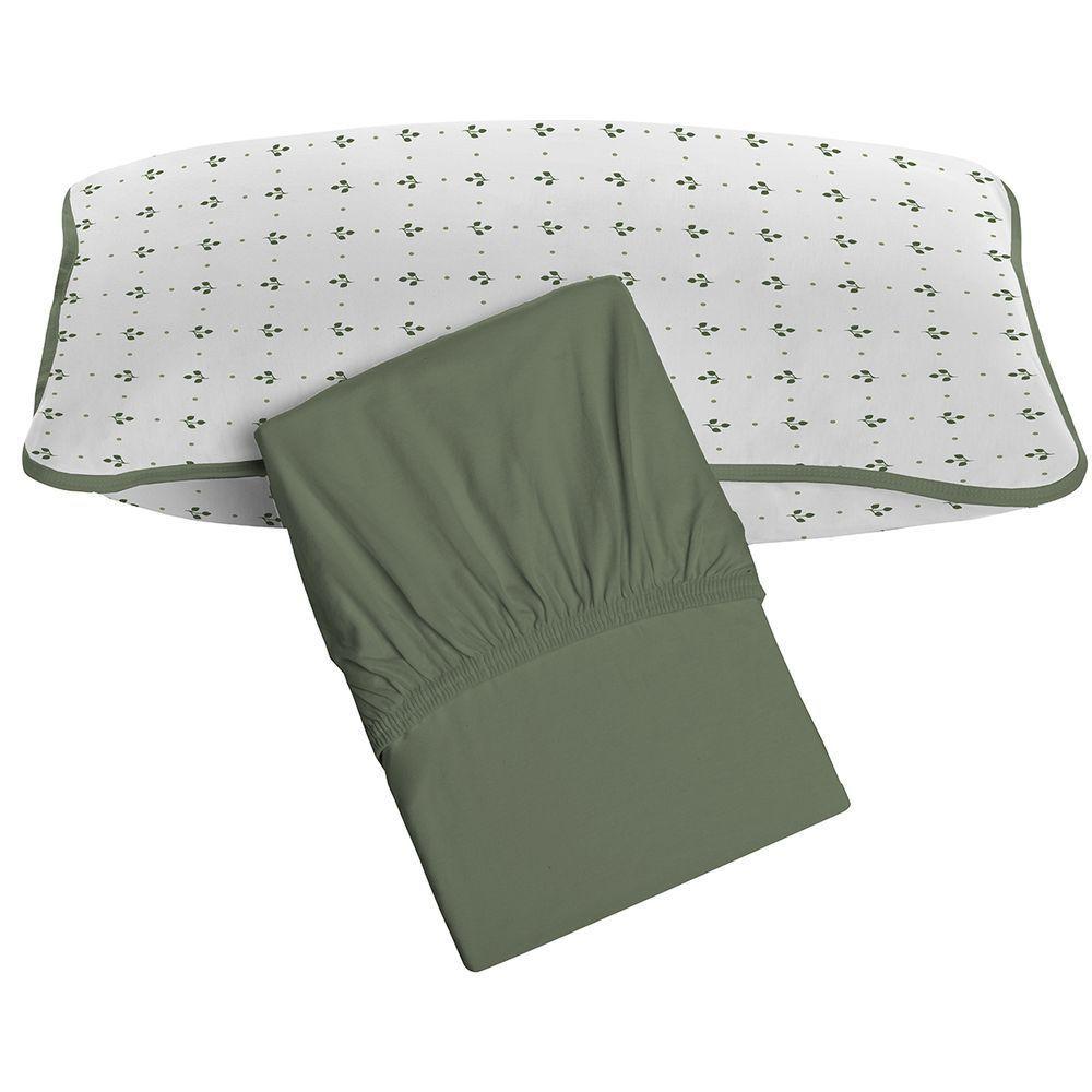 Jogo De Cama Tecebem Solteiro Malha 100% Algodão Hugo 2 Peças Premium Oliva - 1