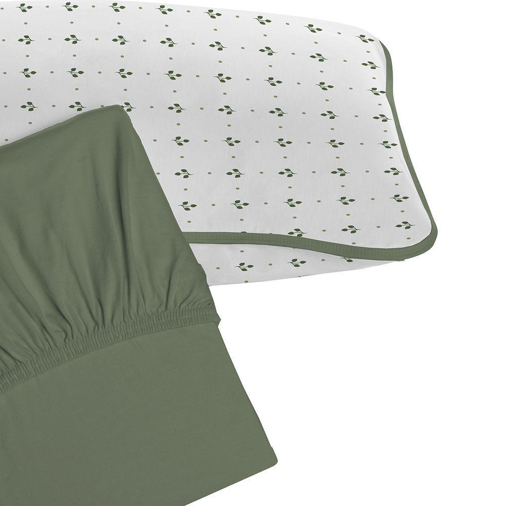 Jogo De Cama Tecebem Solteiro Malha 100% Algodão Hugo 2 Peças Premium Oliva - 2