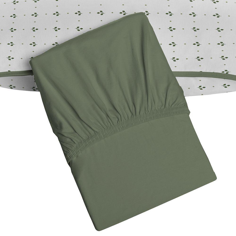 Jogo De Cama Tecebem Solteiro Malha 100% Algodão Hugo 2 Peças Premium Oliva - 3