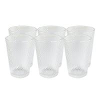 Conjunto 6 Copos Vidro Transparente Sofisticados Resistentes Jantares Festas Restaurante Suco água Capacidade 200 Ml