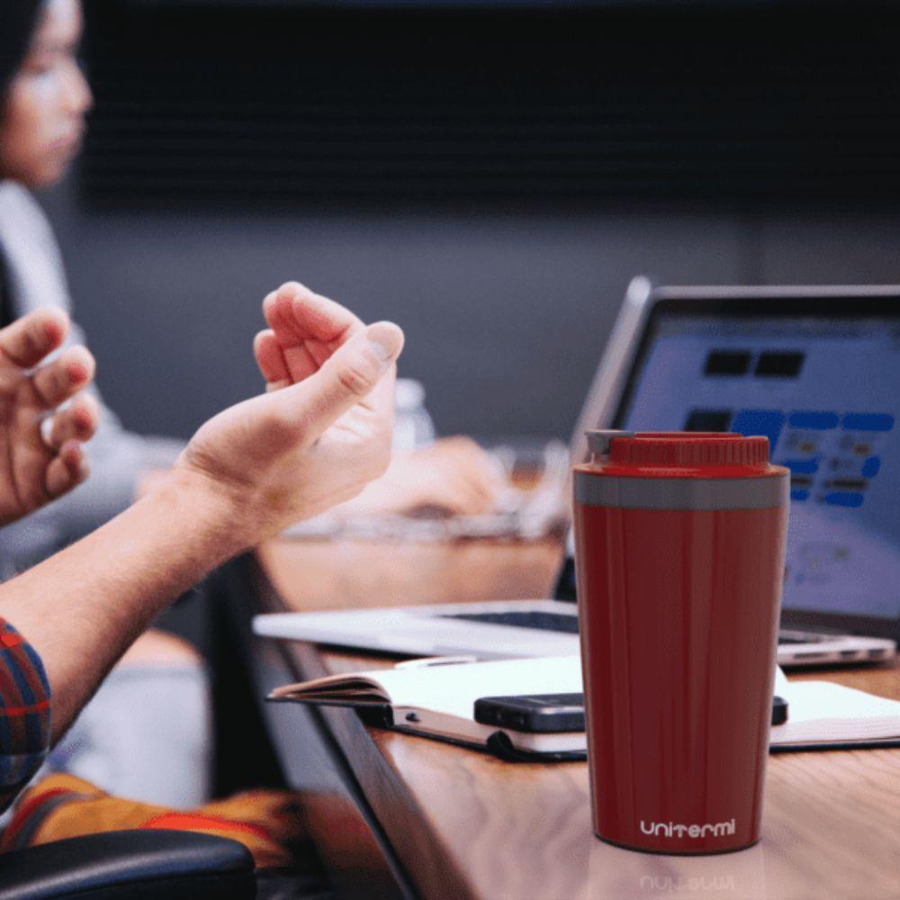 Copo Térmico Com Tampa 400 Ml Vermelho - Unitermi - 2
