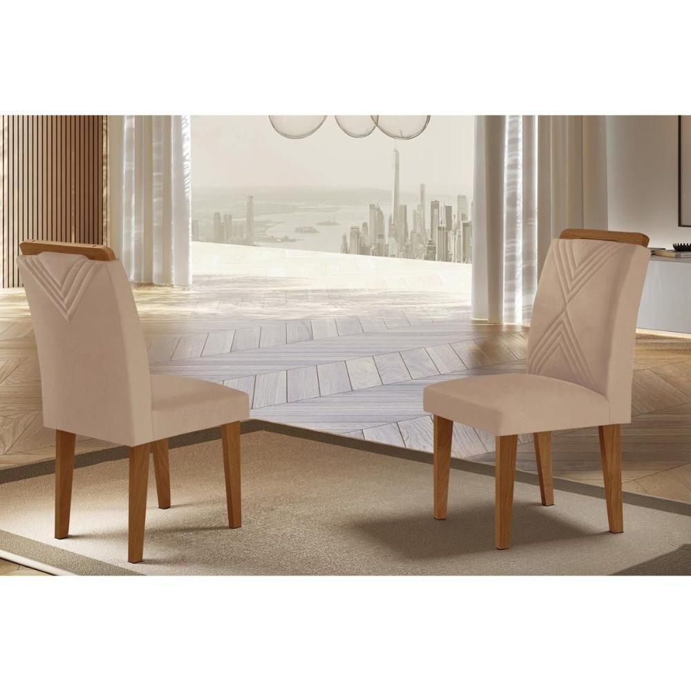 Cadeira Sala De Jantar Amsterdã Kit 2 Un Imbuia/linho Bouclê Creme - 1