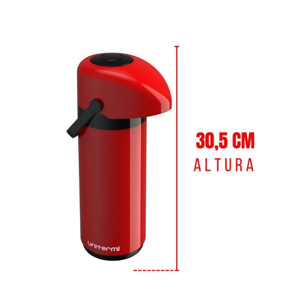 Garrafa Térmica Pressão Verona 1 L Vermelha - Unitermi - 3