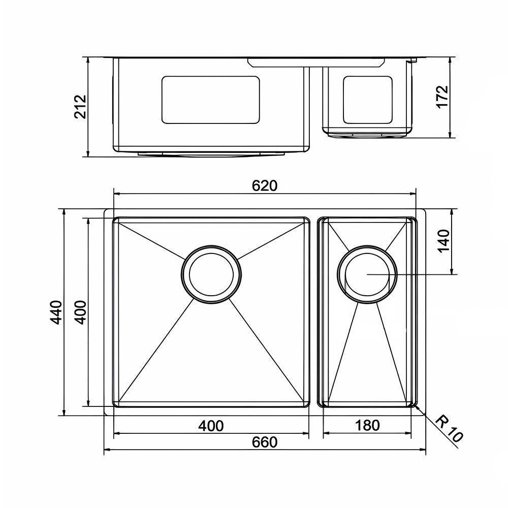 Cuba Dupla Docol Bistrô 60x40 90021127016 Com Canal Equipado Inox Escovado - 3