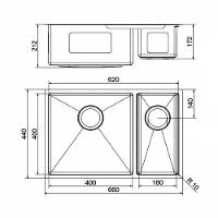 Cuba Dupla Docol Bistrô 60x40 90021127016 Com Canal Equipado Inox Escovado - 3