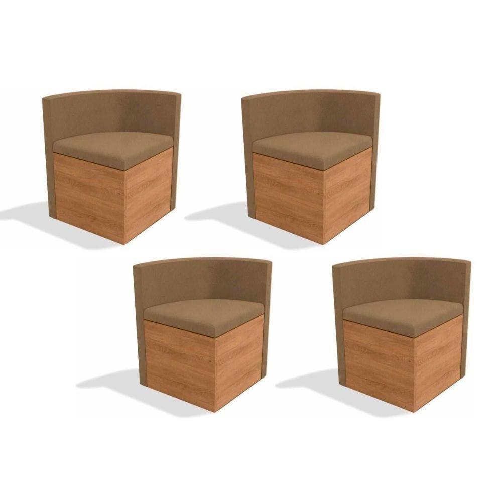 Cadeira Sala de Jantar 4CAD800 Kit 4 Un Nogal/Suede Caramelo - Kappesberg - 2