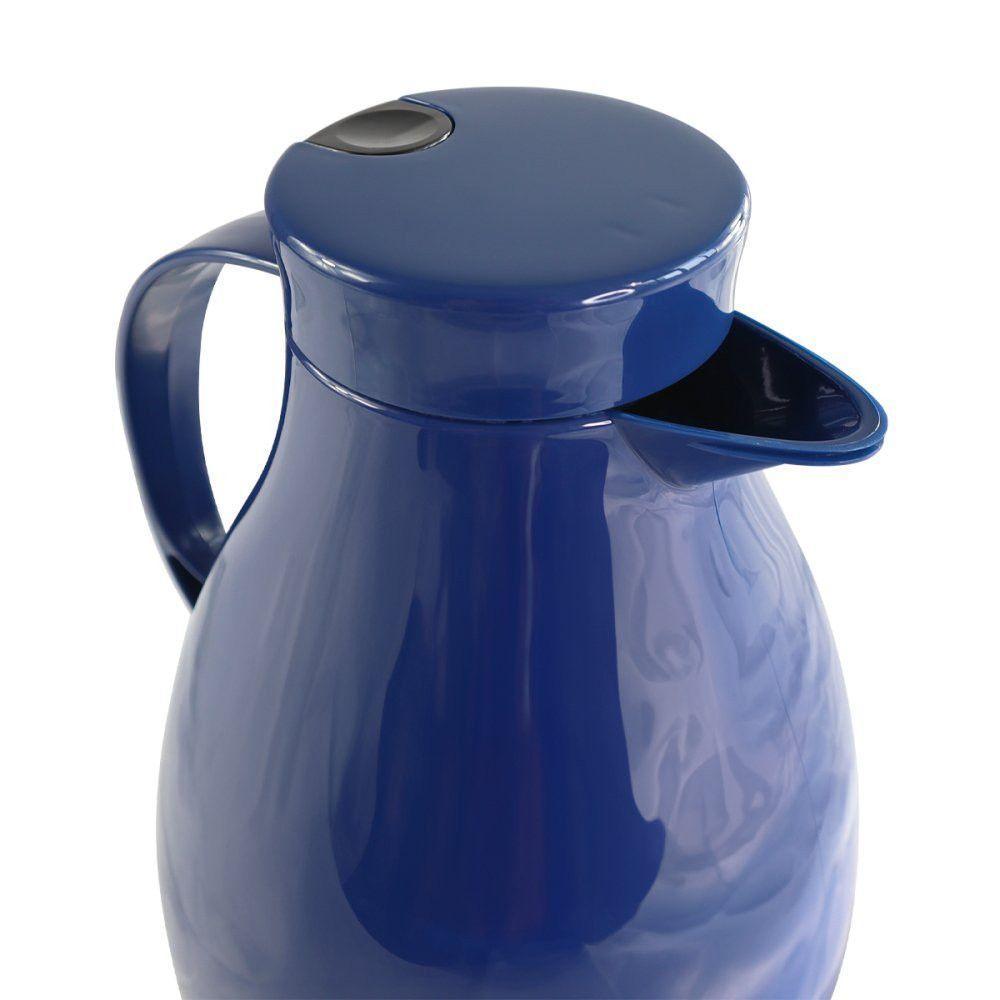 Garrafa Térmica Bule Com Gatilho 1,0 Litro Café Azul - 2