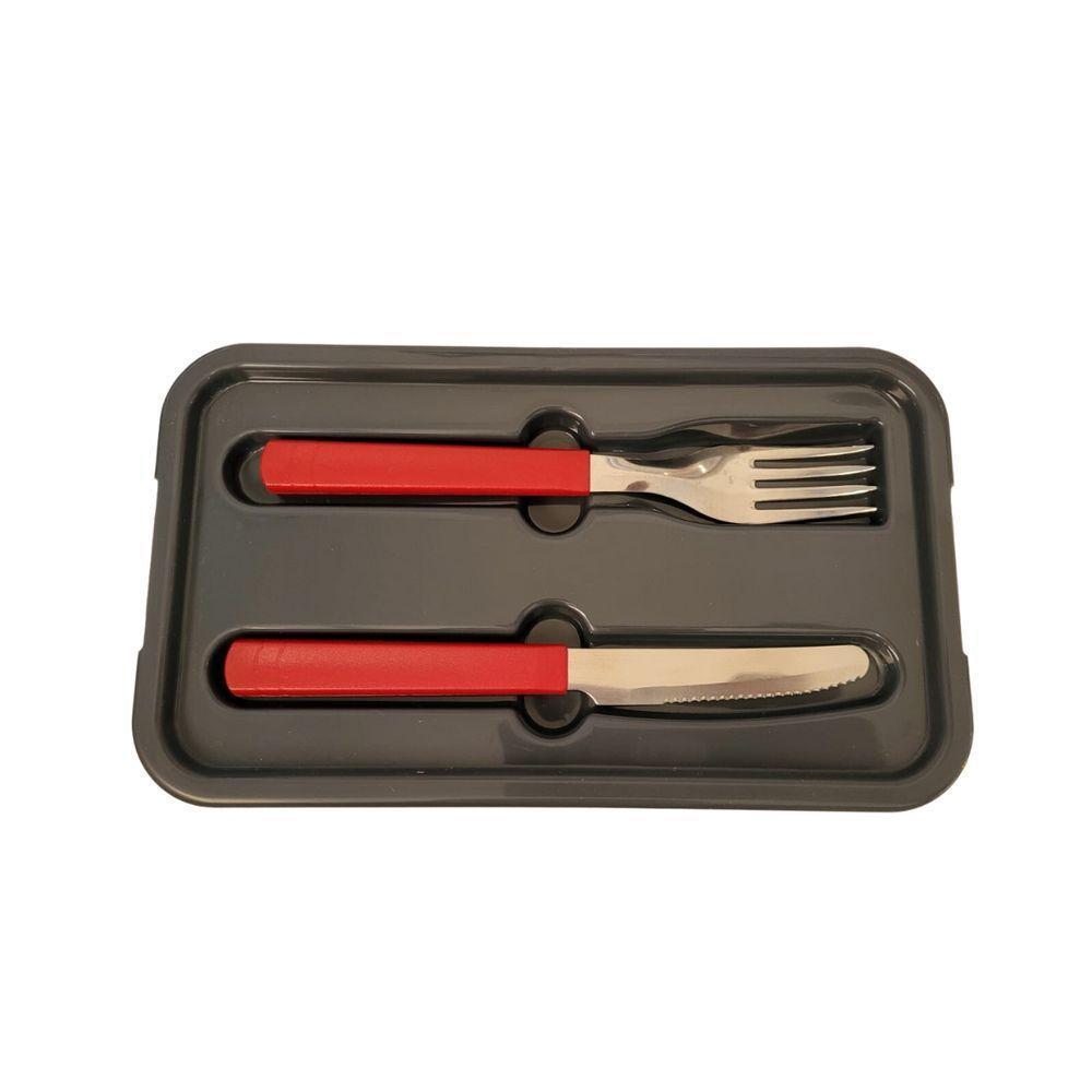 Marmita Fit Dupla 1,3l Vermelho Com Talher - Unitermi - 3