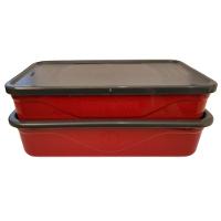 Marmita Fit Dupla 1,3l Vermelho Com Talher - Unitermi - 1