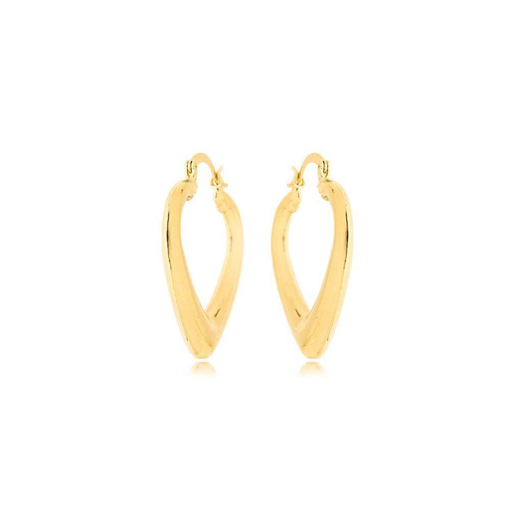 Brinco Argola Coração Oco Liso Banhado A Ouro 18k - 1