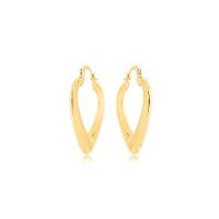 Brinco Argola Coração Oco Liso Banhado A Ouro 18k - 1