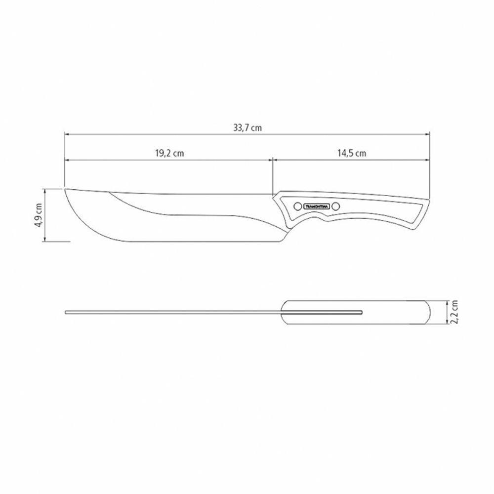 Faca Para Carne Tramontina Churrasco Black 22843108 8 Aço Inox Escurecido - 4