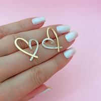 Brinco Coração Torcido Cravejado Banhado A Ouro 18k - 2