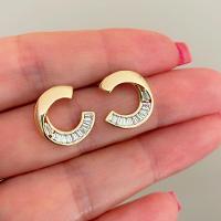 Brinco Meio Circulo Cravejado Banhado A Ouro 18k - 3