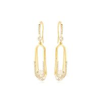 Brinco Luxuoso Gancho Cravejado Com Ponto De Luz Banhado A Ouro 18k - 1