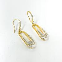 Brinco Luxuoso Gancho Cravejado Com Ponto De Luz Banhado A Ouro 18k - 3