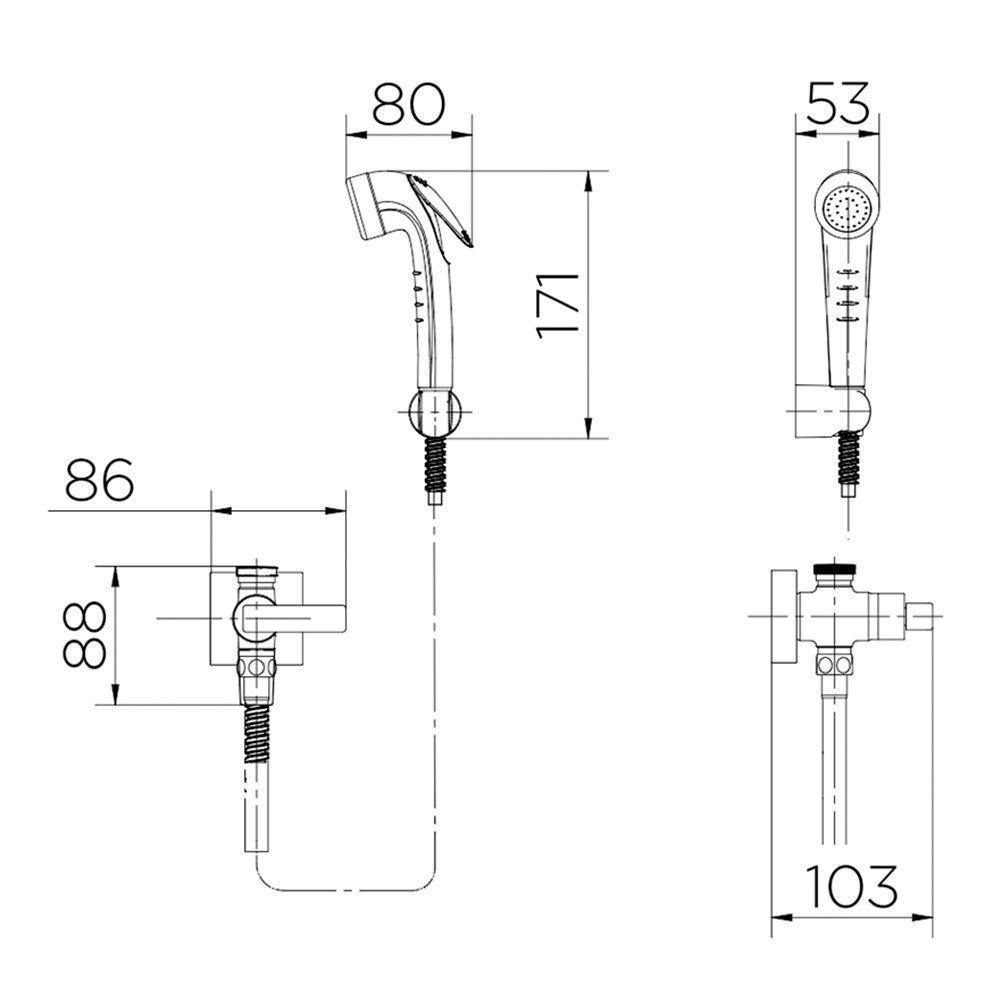 Ducha Higiênica Docol Stillo 823772 Com Registro E Derivação Ouro Escovado - 2