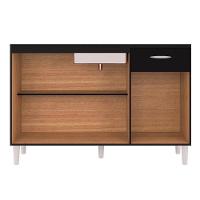 Balcão Gabinete De Pia Para Cozinha 120cm 3 Portas Classic P11 Preto - Mpozenato - 6