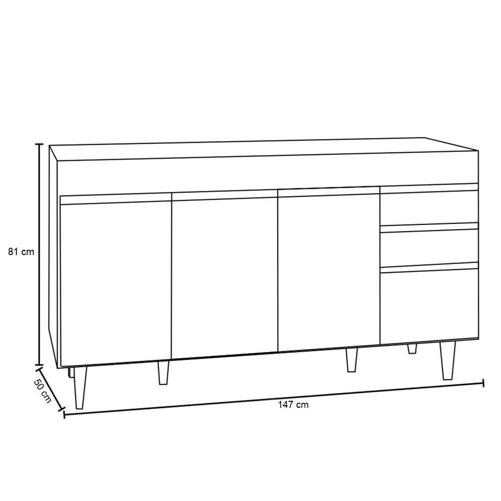 Balcão Gabinete Para Pia Sem Tampo 150cm Marrocos Castanho-preto - Lumil - 5