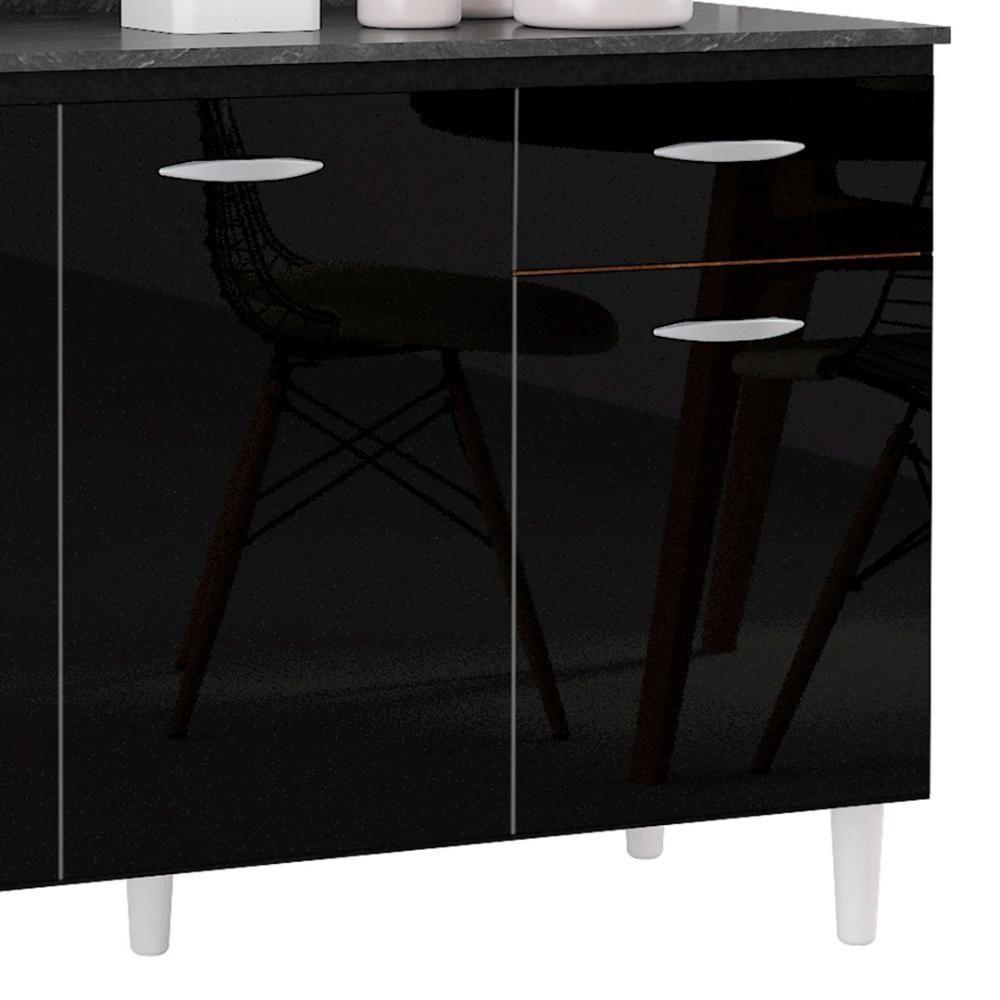 Balcão Cozinha Pia 120cm Com Tampo Classic Z46 Preto-marmore - Mpozenato - 4