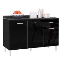 Balcão Cozinha Pia 120cm Com Tampo Classic Z46 Preto-marmore - Mpozenato - 1