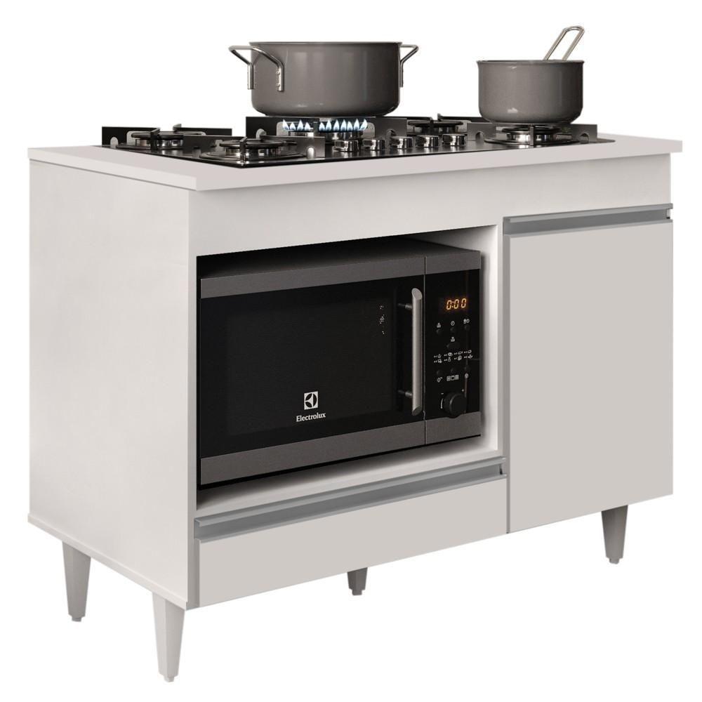 Balcão Multiuso Para Cooktop 4 Bocas Georgia Branco - Lumil Móveis - 1
