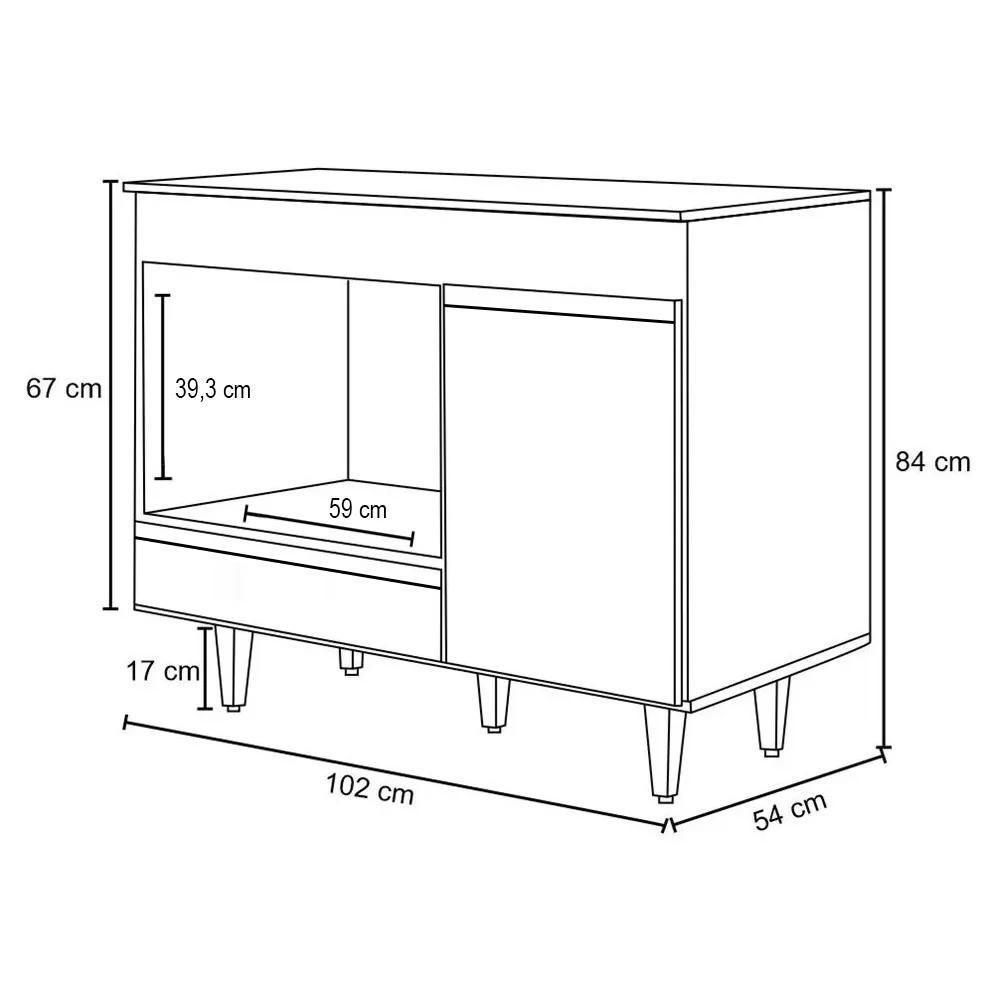 Balcão Multiuso Para Cooktop 4 Bocas Georgia Branco - Lumil Móveis - 4