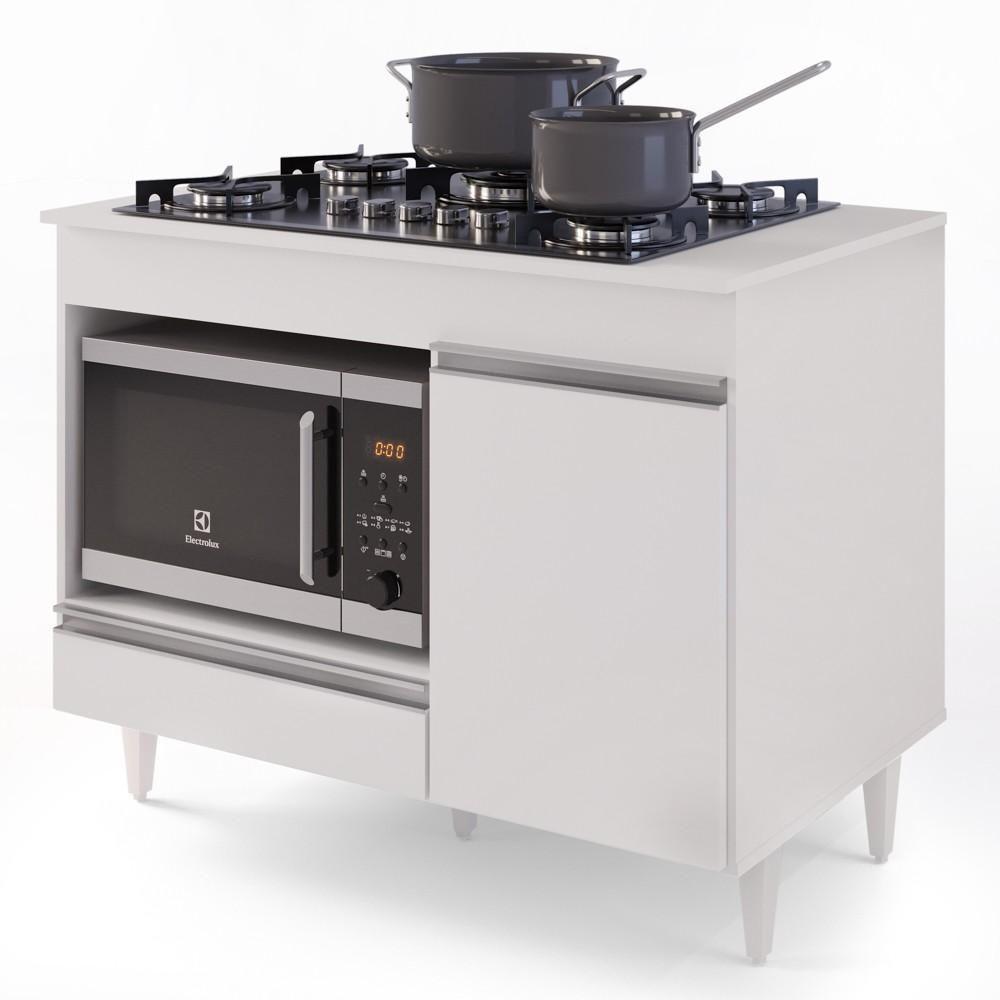 Balcão Multiuso Para Cooktop 4 Bocas Georgia Branco - Lumil Móveis - 9