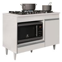 Balcão Multiuso Para Cooktop 4 Bocas Georgia Branco - Lumil Móveis - 1