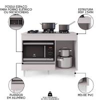 Balcão Multiuso Para Cooktop 4 Bocas Georgia Branco - Lumil Móveis - 3