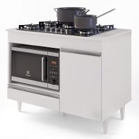 Balcão Multiuso Para Cooktop 4 Bocas Georgia Branco - Lumil Móveis - 9
