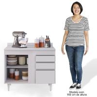 Balcão Gabinete 100cm Com Tampo 2 Portas Luziania Branco - Lumil - 5