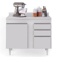 Balcão Gabinete 100cm Com Tampo 2 Portas Luziania Branco - Lumil - 7