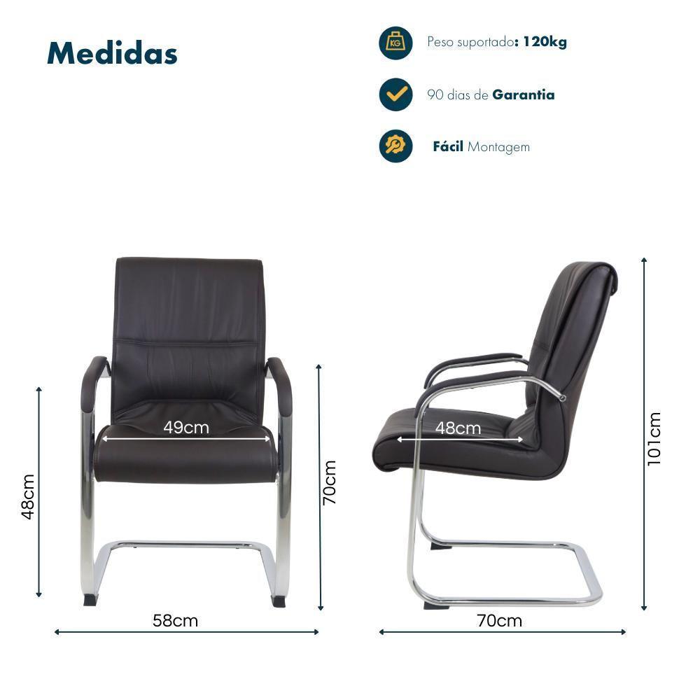 Cadeira De Escritório Interlocutor Big Fixa Com Braço Marrom Marrom Café - 6