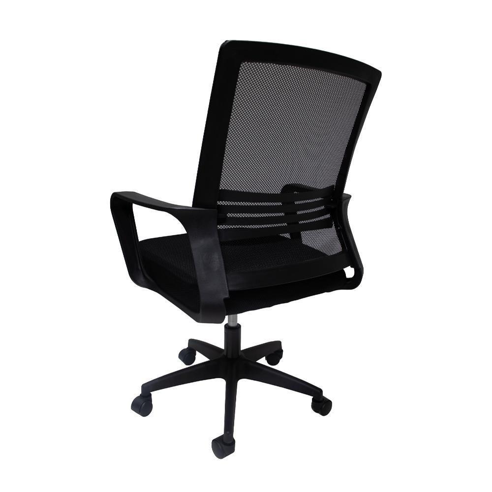 Kit 2 Cadeira De Escritório Diretor Secretária Michigan Simples Giratória Tela Mesh - Preta Preto - 3