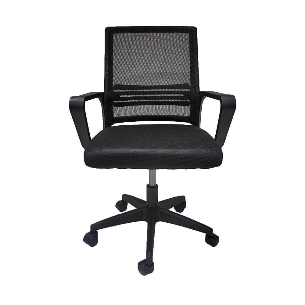 Kit 2 Cadeira De Escritório Diretor Secretária Michigan Simples Giratória Tela Mesh - Preta Preto - 4