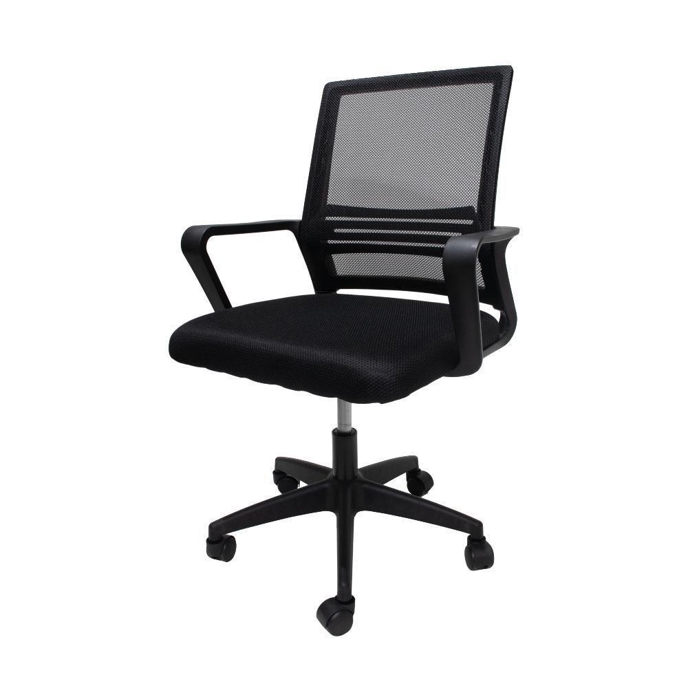 Kit 2 Cadeira De Escritório Diretor Secretária Michigan Simples Giratória Tela Mesh - Preta Preto - 5