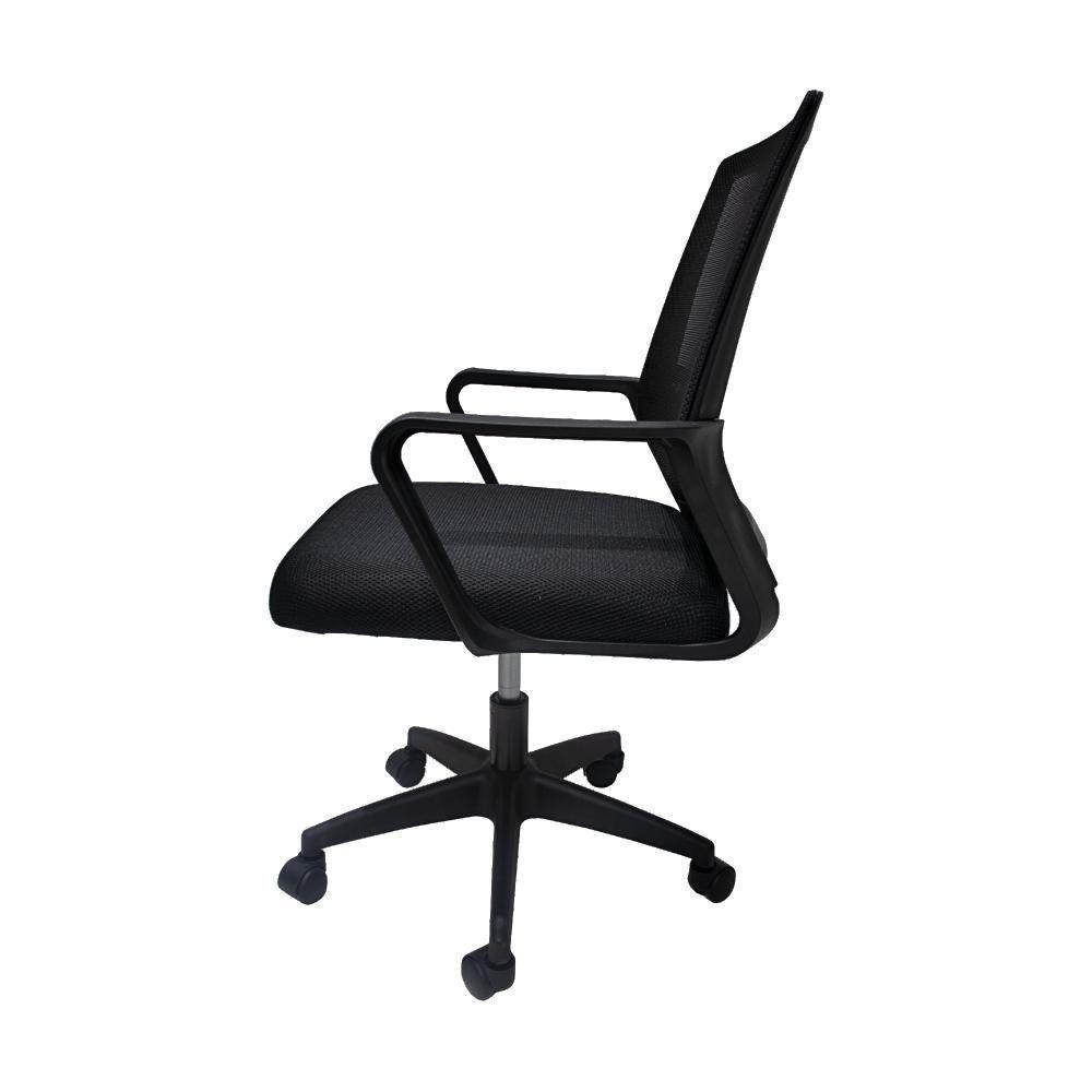 Kit 2 Cadeira De Escritório Diretor Secretária Michigan Simples Giratória Tela Mesh - Preta Preto - 6