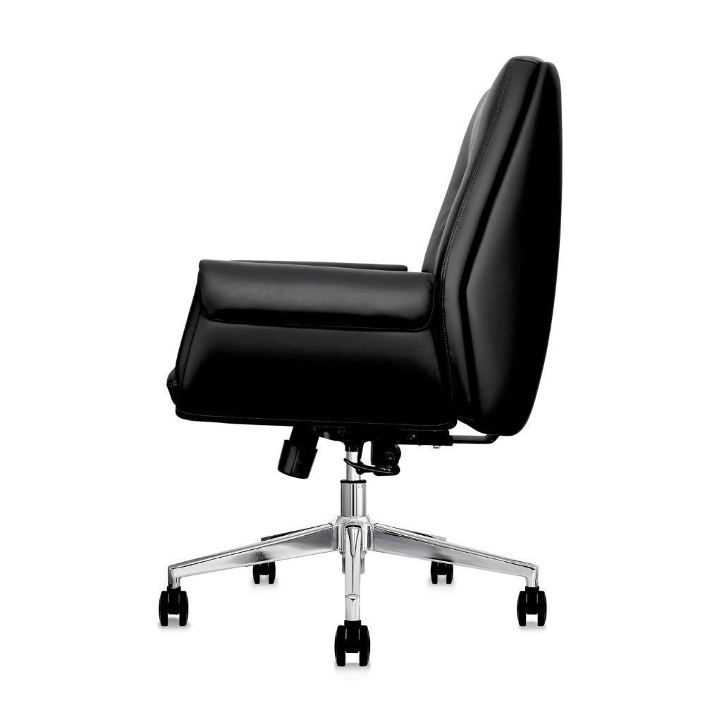 Cadeira De Escritório Home Office Diretor Prestige Preta Base Giratória Cromada Preto - 6