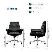Cadeira De Escritório Home Office Diretor Prestige Preta Base Giratória Cromada Preto