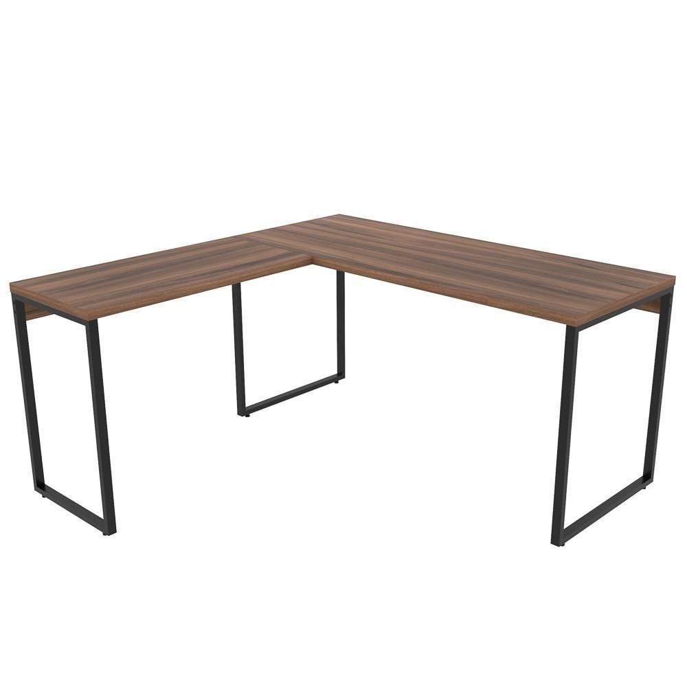Mesa De Escritório Office Em L 150x150cm Estilo Industrial Prisma C08 Nogal - Mpozenato - 5