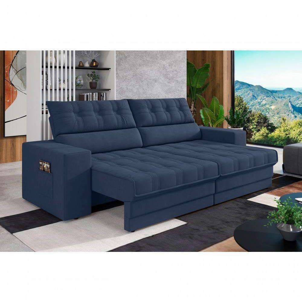 Sofá Oscar Plus 2,06m Retrátil/reclinável Suede Azul - Xflex - 1